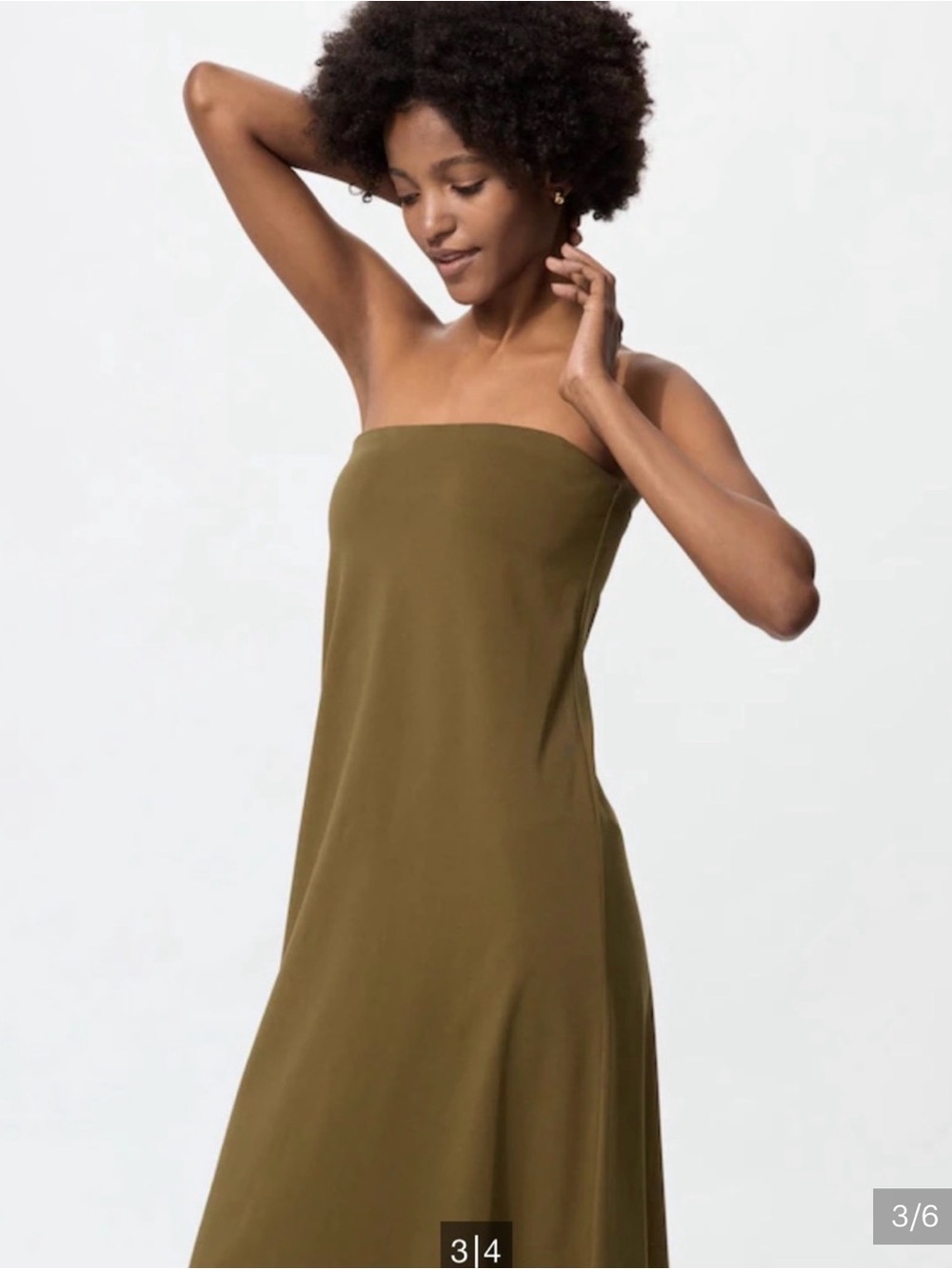 UNIQLO Slip bra top Dress -Simple Spaghetti-Strap Midi khaki L, slim fit NWT